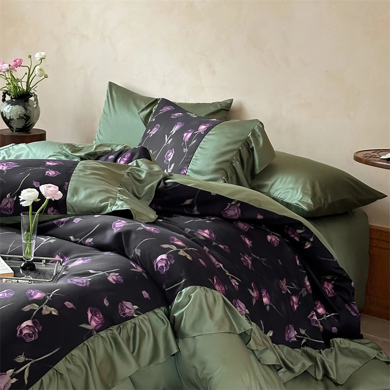 Baumwoll-Bettwäsche-Set – Vintage Rosenprint – 220x240cm