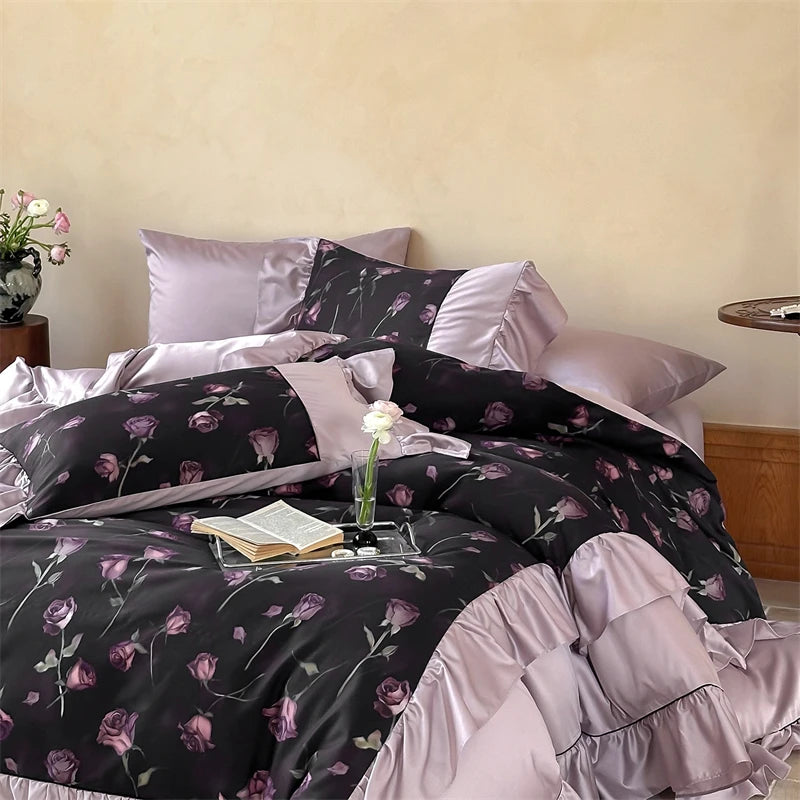 Baumwoll-Bettwäsche-Set – Vintage Rosenprint – 220x240cm