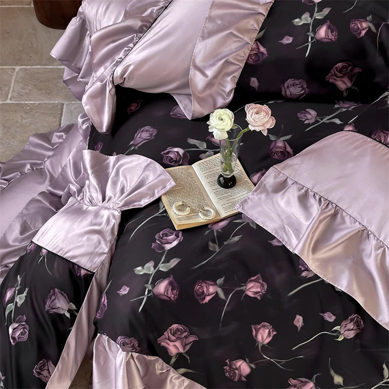 Baumwoll-Bettwäsche-Set – Vintage Rosenprint – 220x240cm