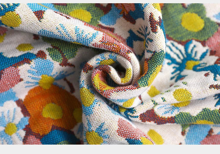 Baumwoll-Musselin-Badetuch – Blumen-Jacquard – 80x160cm