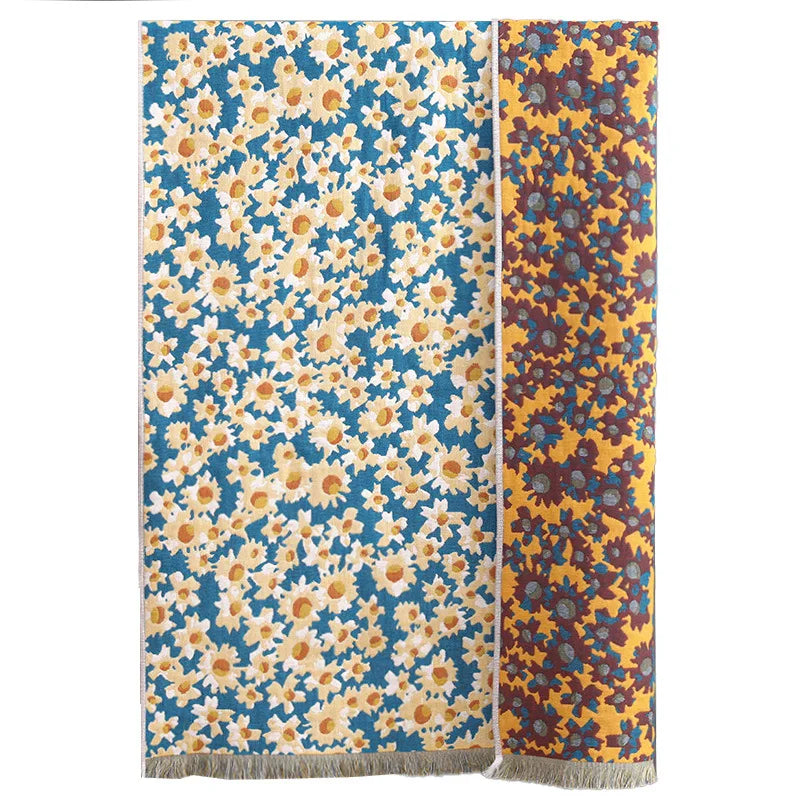 Baumwoll-Musselin-Badetuch – Blumen-Jacquard – 80x160cm