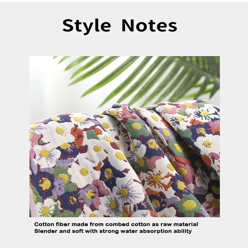 Baumwoll-Musselin-Badetuch – Blumen-Jacquard – 80x160cm