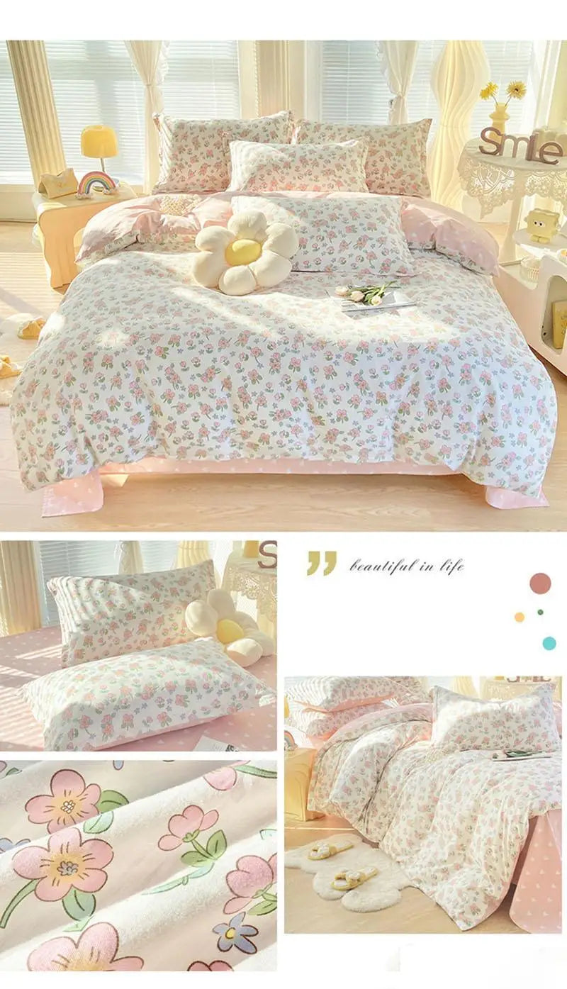 Baumwollbettwäsche mit floralem Muster in verschiedenen Farben, Grösse 1.8m, stilvolles Schlafzimmer-Dekor