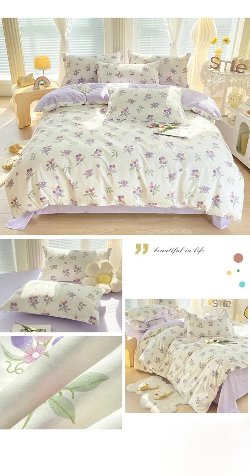 Baumwollbettwäsche-Set mit floralem Design in verschiedenen Farben und Grössen im skandinavischen Stil