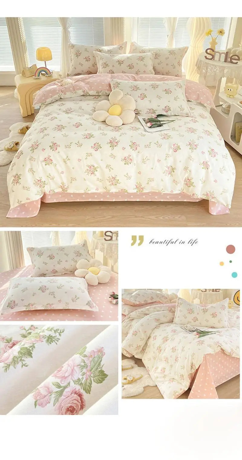 florales baumwollbettwäsche-set im skandinavischen stil, grösse 1.2m 3-teiliges set