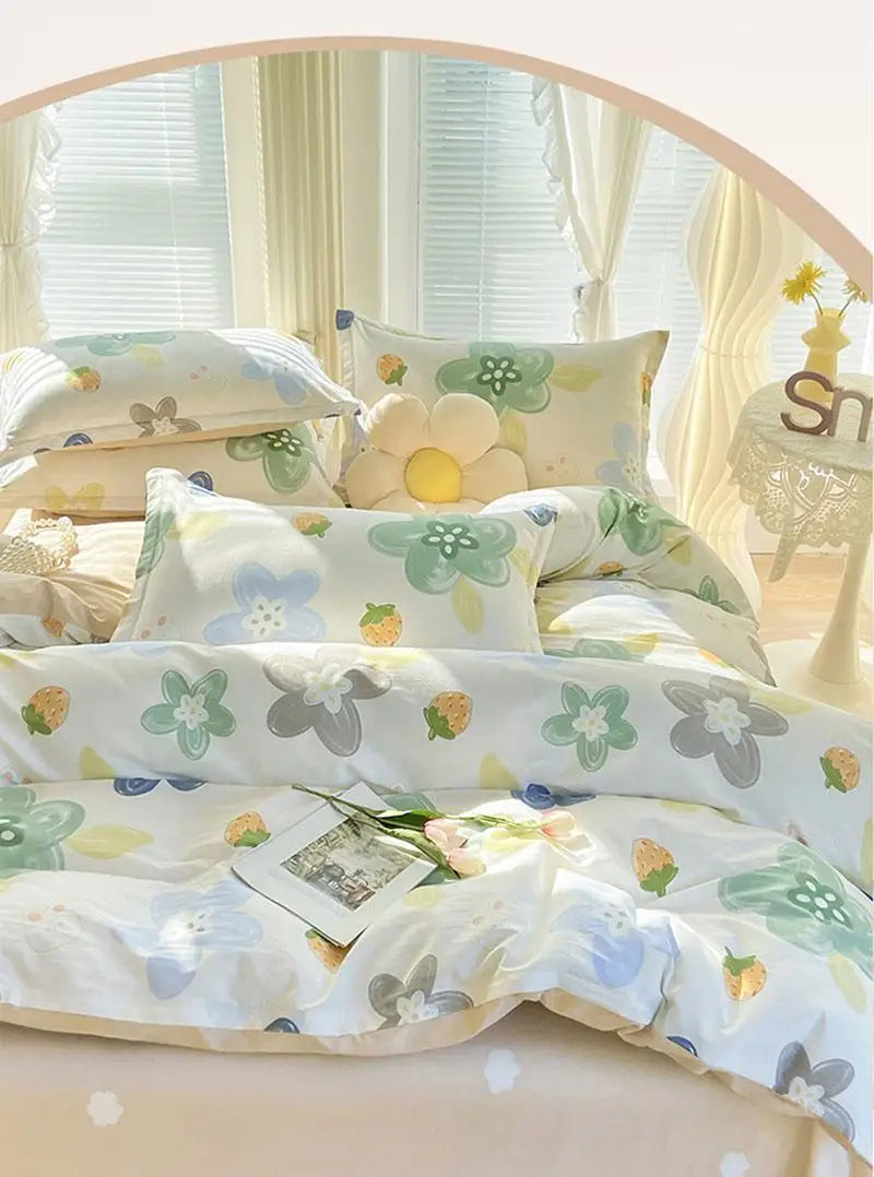 Baumwollbettwäsche im floralen Design, Farbe: 1, Grösse: 1.2m 3-teiliges Set