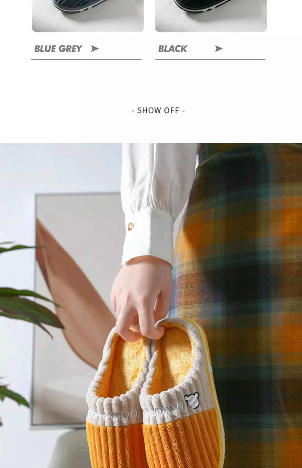 Baumwollhausschuhe – Cord & Plüsch – Heimkomfort