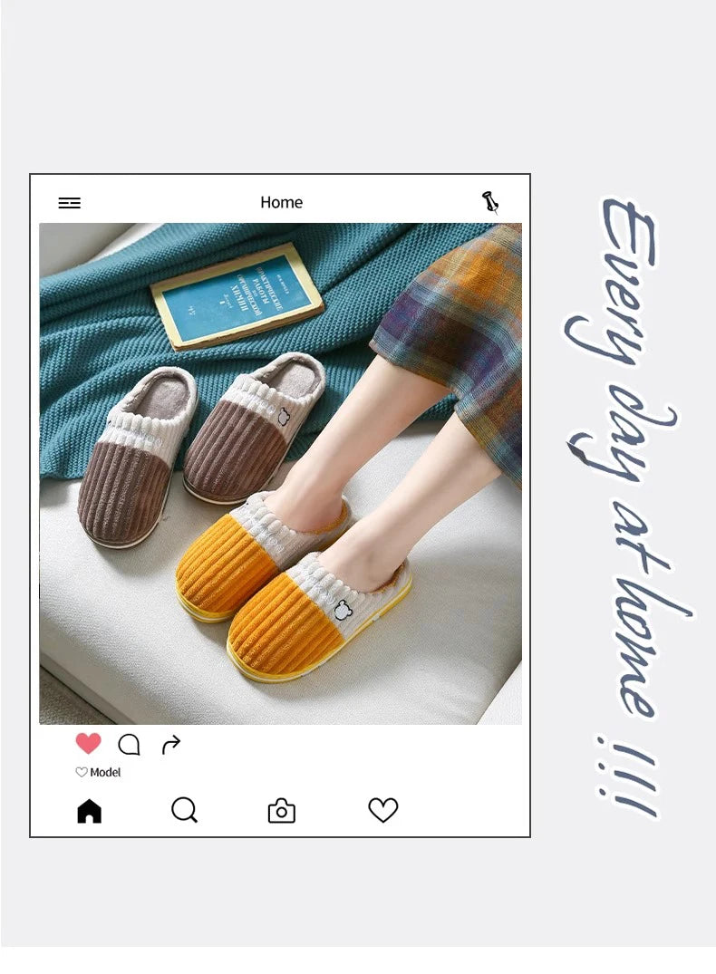 Baumwollhausschuhe – Cord & Plüsch – Heimkomfort