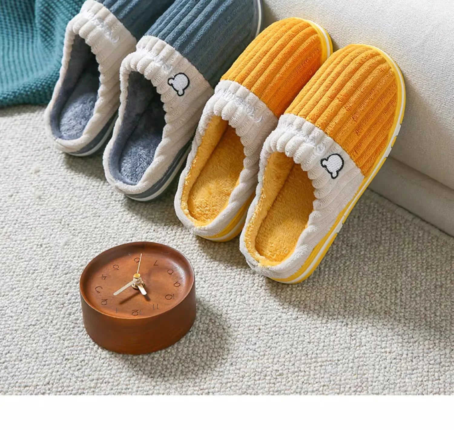 Baumwollhausschuhe – Cord & Plüsch – Heimkomfort
