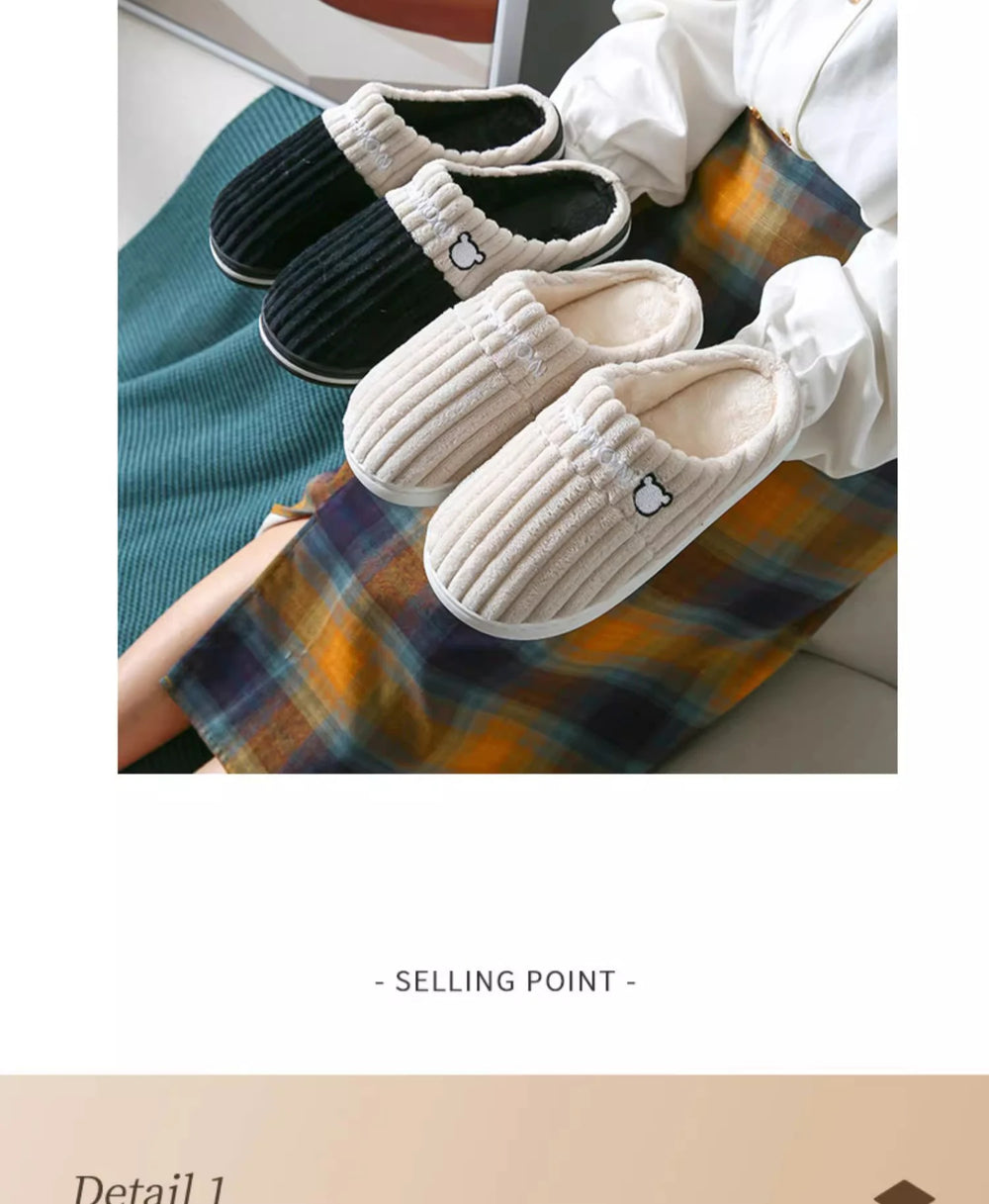 Baumwollhausschuhe – Cord & Plüsch – Heimkomfort