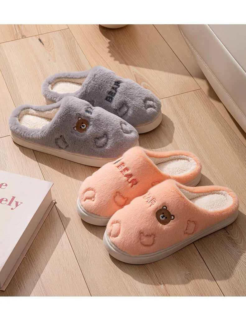 Rutschfeste Baumwollpantoffeln mit Flanell in Grau, Boho Stil, Grösse 38-39