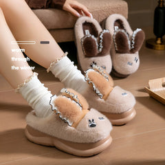 Baumwollpantoffeln – Tiermuster Pelz – Indoor Winter