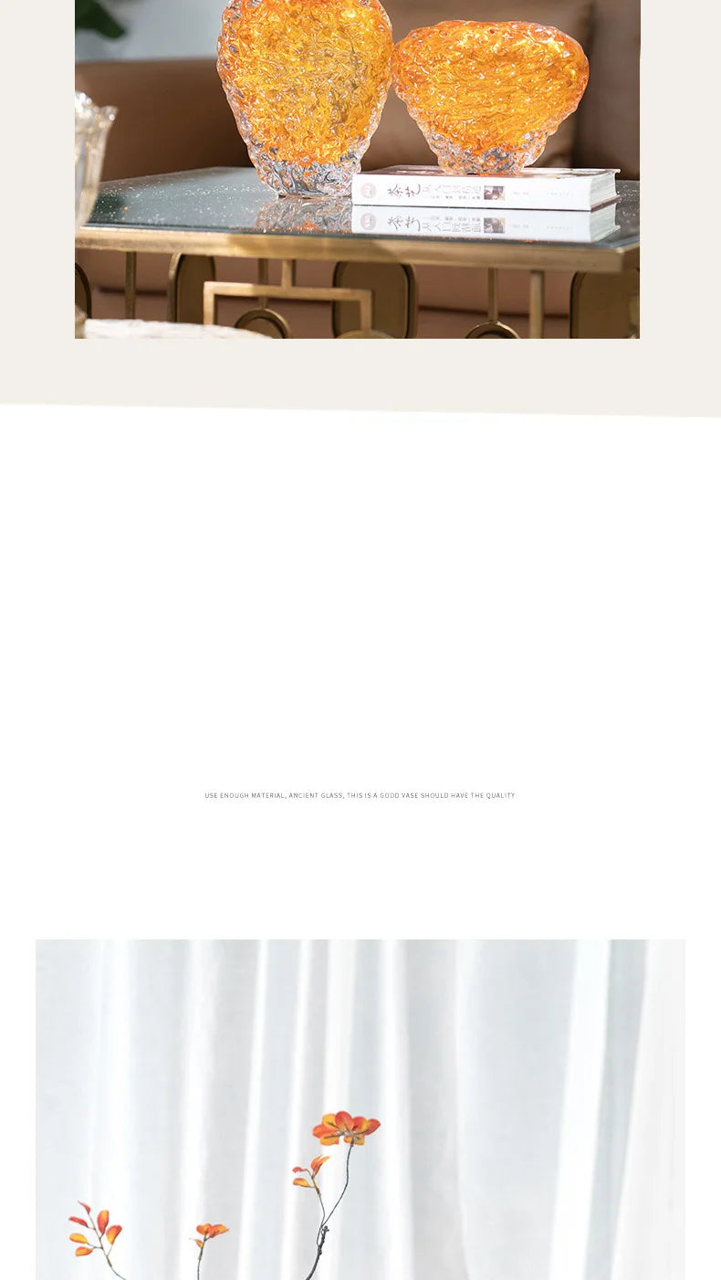 Bernstein Glasvase – Modernes Design – Tischdeko