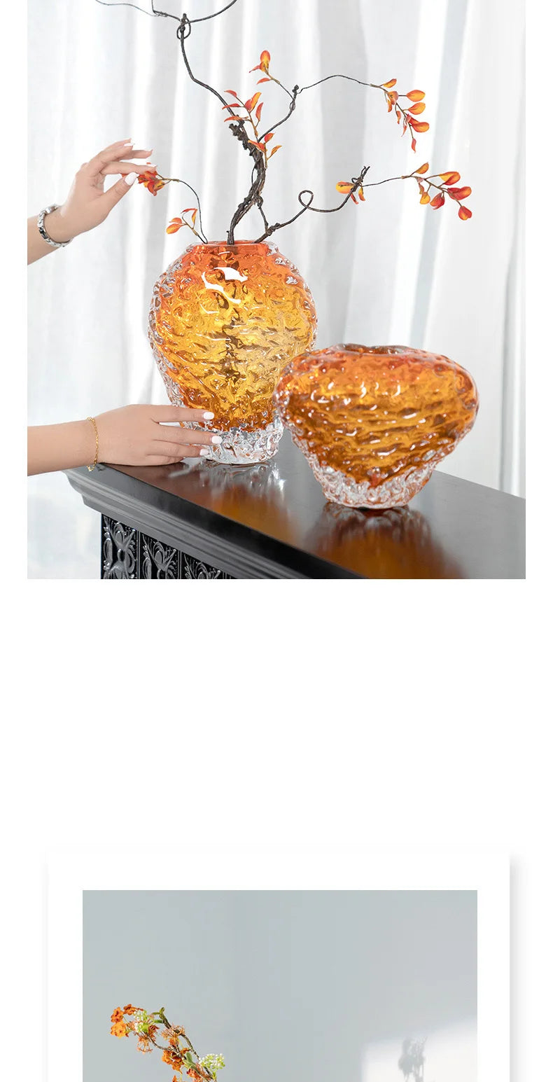 Bernstein Glasvase – Modernes Design – Tischdeko