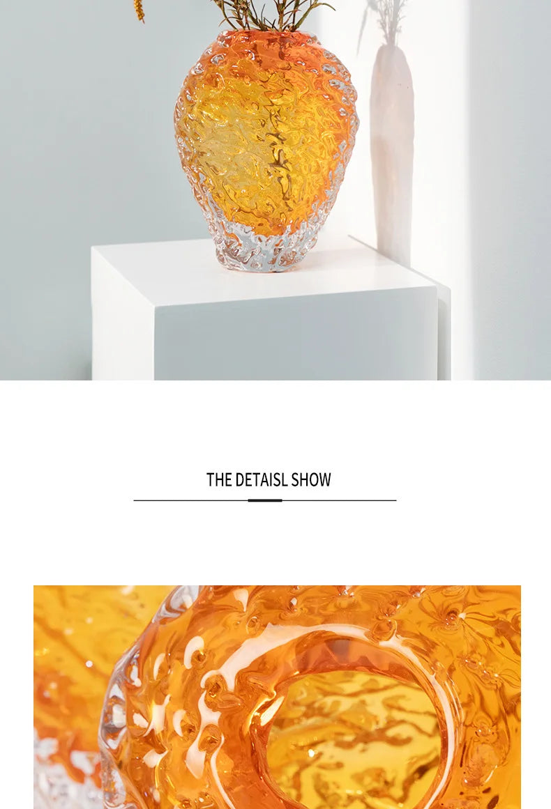 Bernstein Glasvase – Modernes Design – Tischdeko