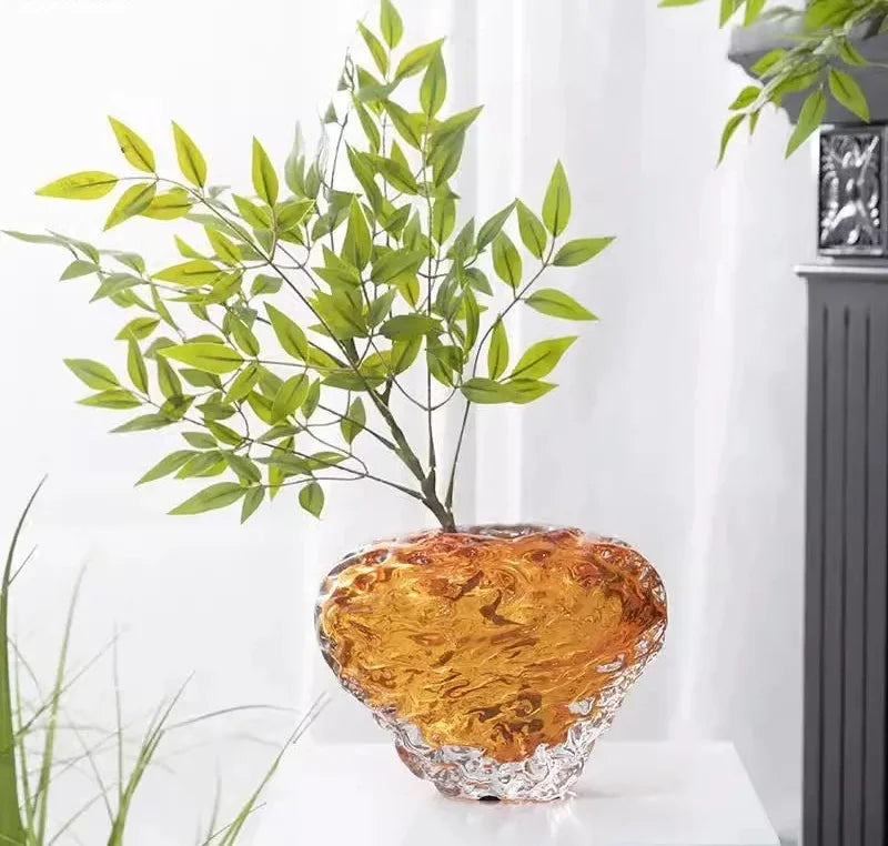Bernstein Glasvase – Modernes Design – Tischdeko