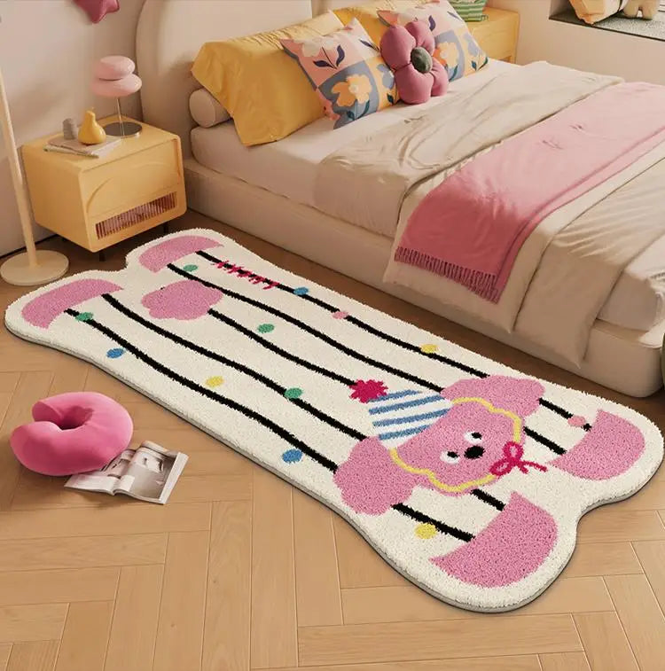 Gemusterter Plüschteppich, Imitat Kaschmir, für Schlafzimmer, Farbe: Reis Kleidung Hund, Grösse: 80x180 cm