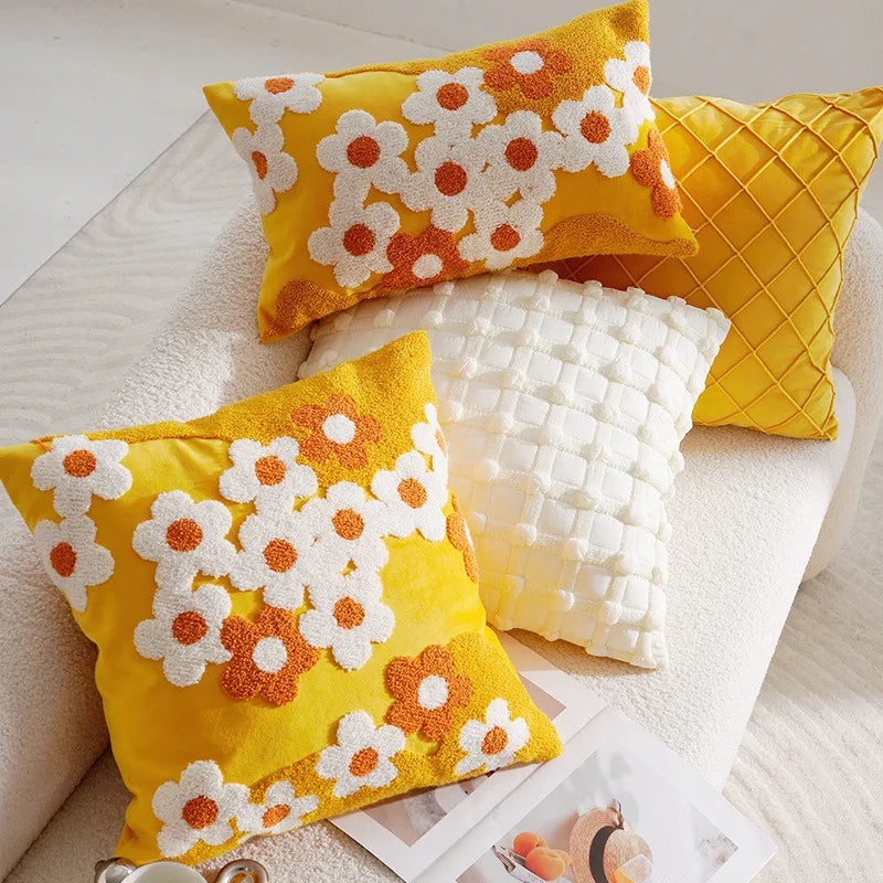 Bestickte Kissenbezüge – Luxusblumen – 45x45, 30x50