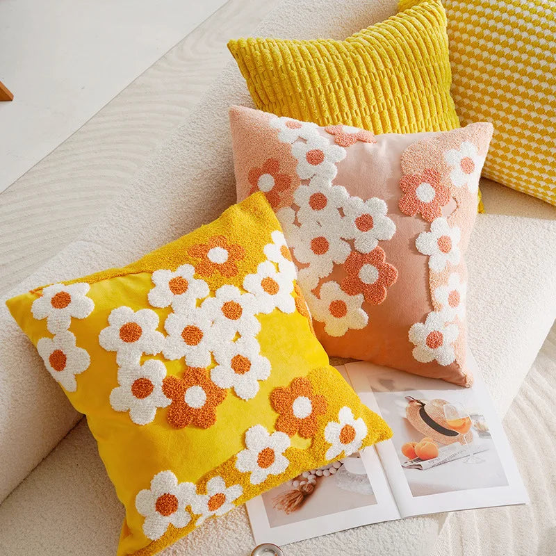 Bestickte Kissenbezüge – Luxusblumen – 45x45, 30x50