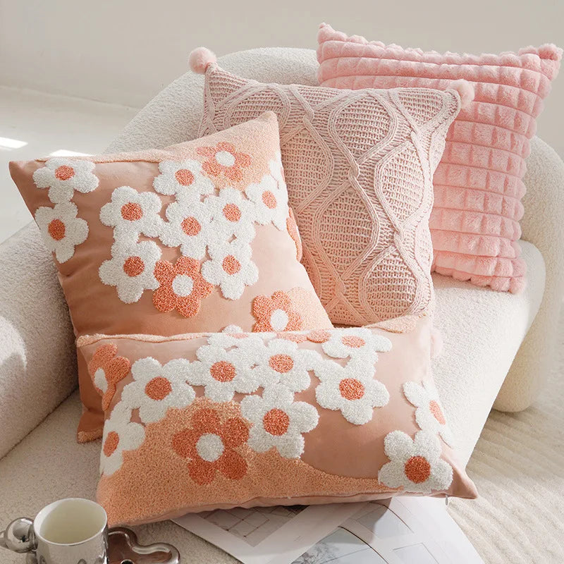 Bestickte Kissenbezüge – Luxusblumen – 45x45, 30x50