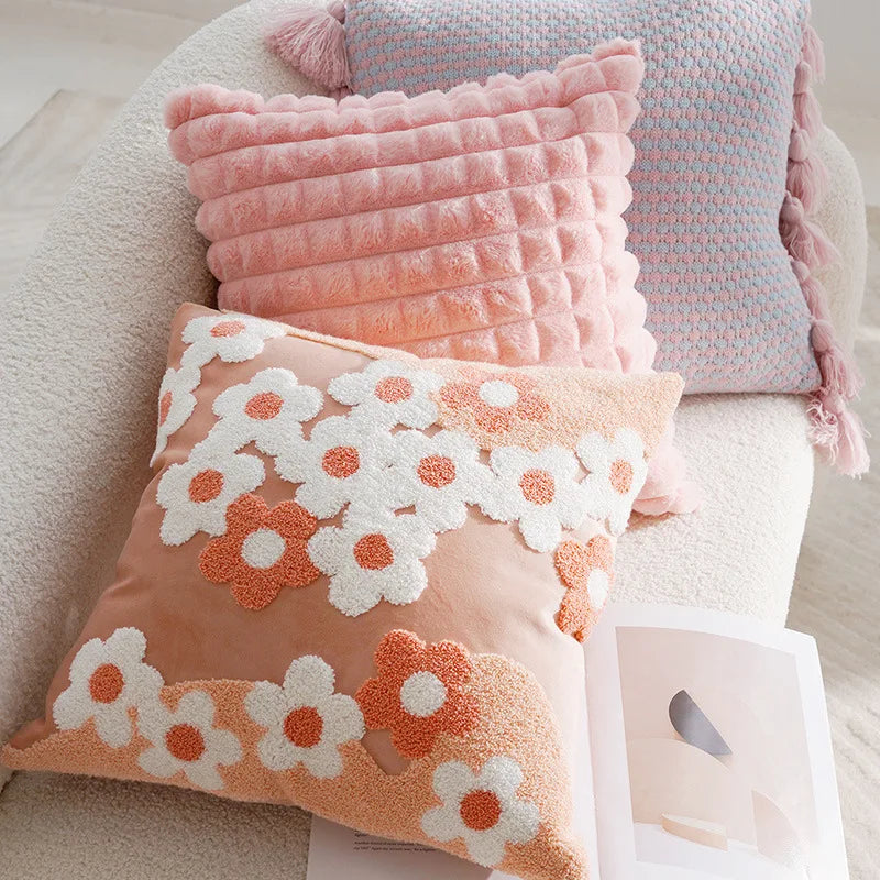 Bestickte Kissenbezüge – Luxusblumen – 45x45, 30x50