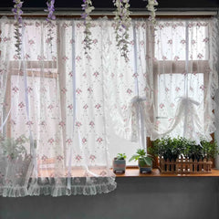 Bestickter Blumen Vorhang – Pink Europa Stil – 150cm