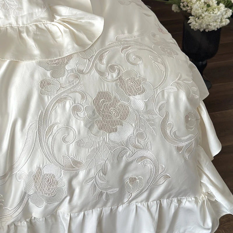 Bettwäsche Set – Ägyptische Baumwolle Blumenstickereien