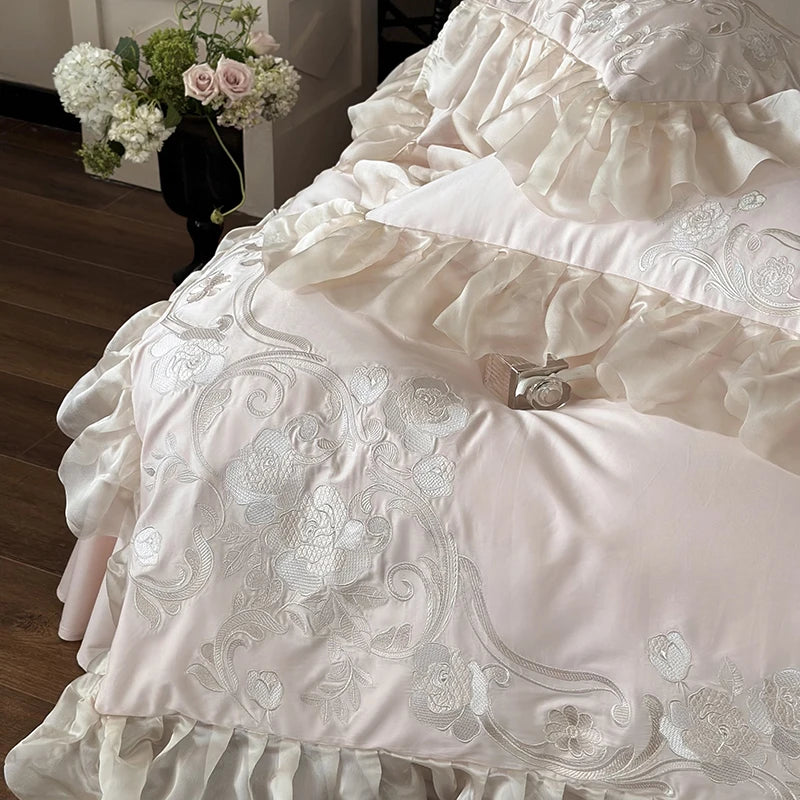 Bettwäsche Set – Ägyptische Baumwolle Blumenstickereien