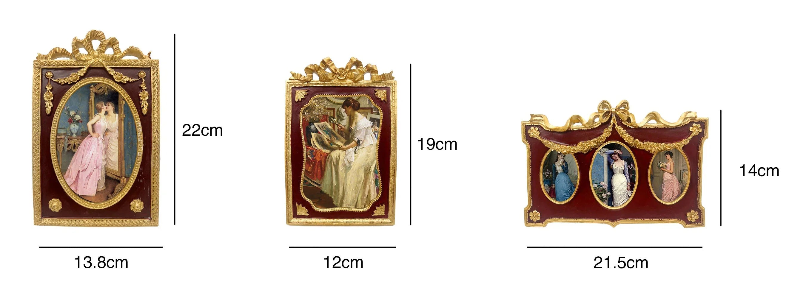 Klassischer Harz-Bilderrahmen in Weinrot mit Figurenmuster im Retro-Stil