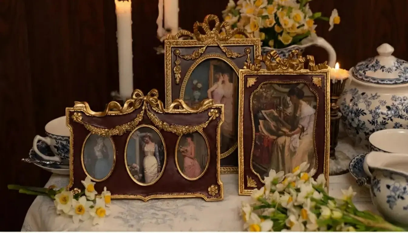 Retro Bilderrahmen im klassischen Harzstil, Farbe Weinrot, europäische Palast-Optik