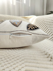 Blattbestickter Kissenbezug – Leinwanddesign – 50cm