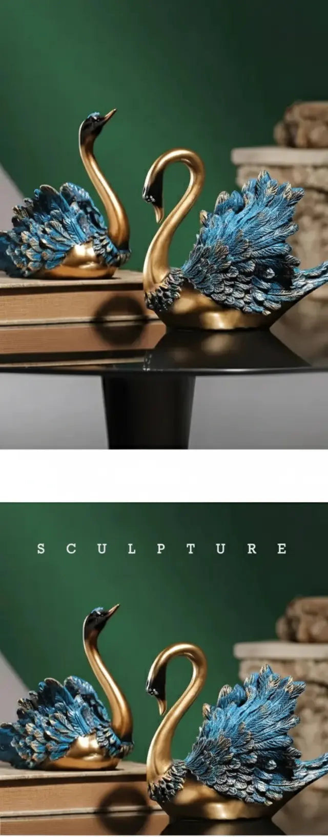 Blaue Feder Schwan Figur – Moderne Resin Tier Tischdeko