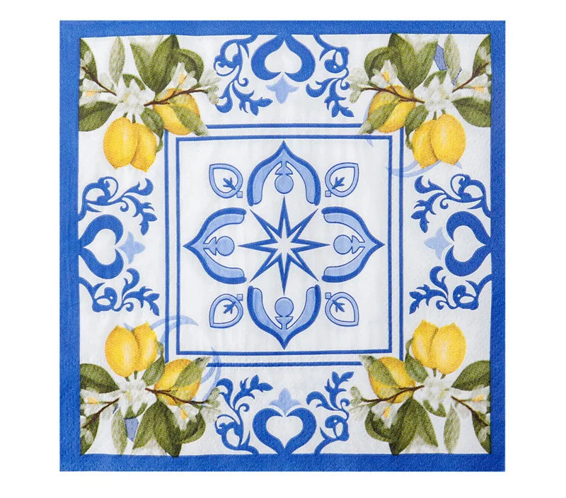 Blaue Spitzeservietten – Bedruckt 20 Stück