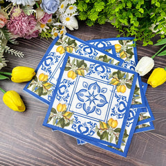 Blaue Spitzeservietten – Bedruckt 20 Stück