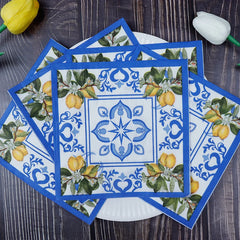 Blaue Spitzeservietten – Bedruckt 20 Stück