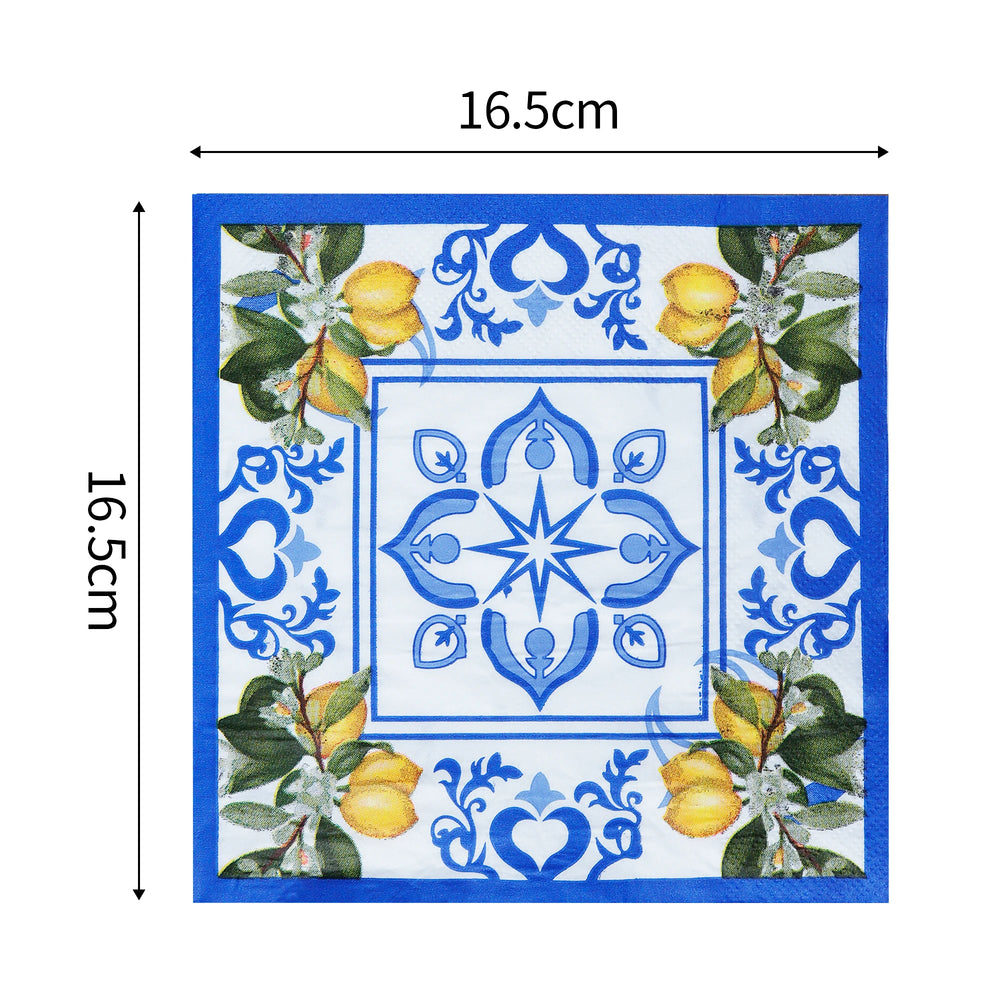 Blaue Spitzeservietten – Bedruckt 20 Stück