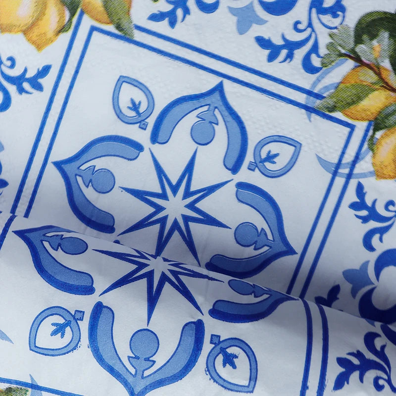 Blaue Spitzeservietten – Bedruckt 20 Stück