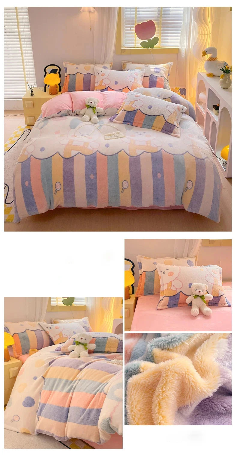 Blumendruck Fleece-Bettbezug aus Polyester in Farbe: Aimitu, King Grösse 220x240 cm