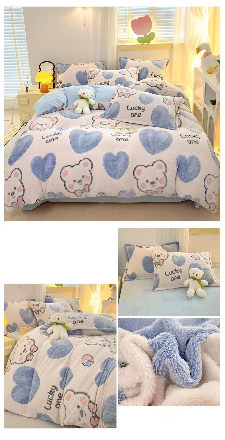 Blumendruck Fleece-Bettbezug in Farbe Aimitu, King-Grösse 220x240 cm