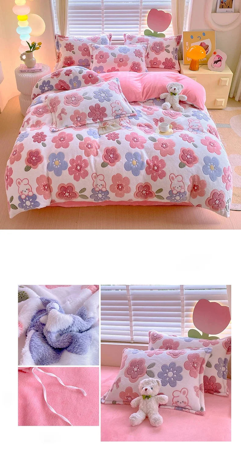 Blumendruck Bettbezug aus Polyester in Farbe: Aimitu, Grösse: King 220x240 cm