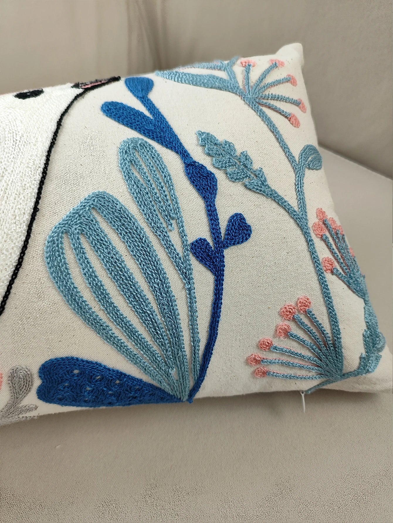 Blumenstickerei Kissenbezug - Luxus Design - 45x45 cm