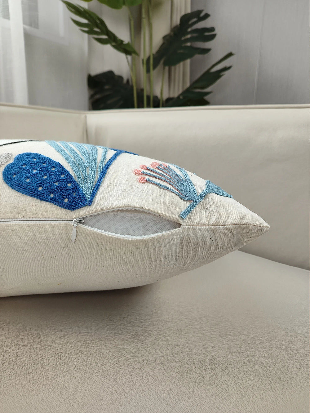 Blumenstickerei Kissenbezug - Luxus Design - 45x45 cm