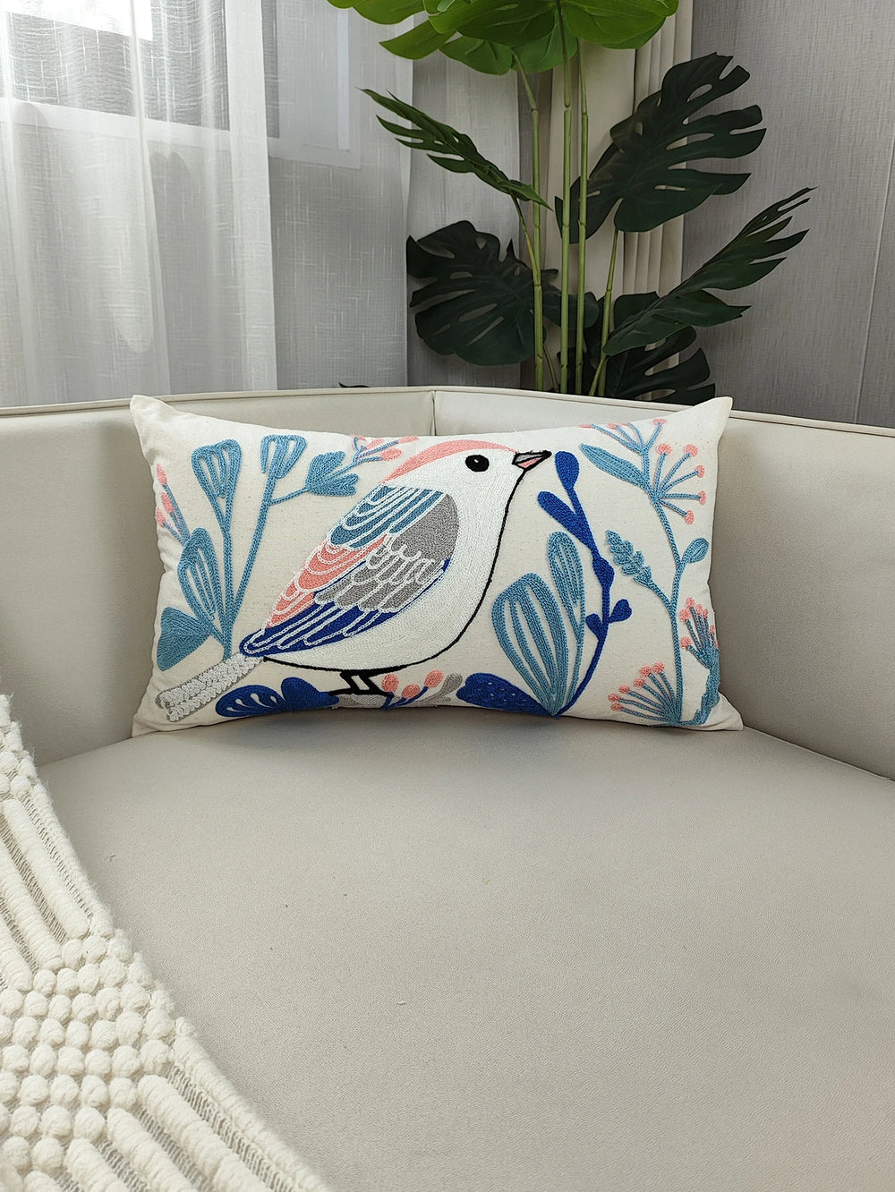 Blumenstickerei Kissenbezug - Luxus Design - 45x45 cm