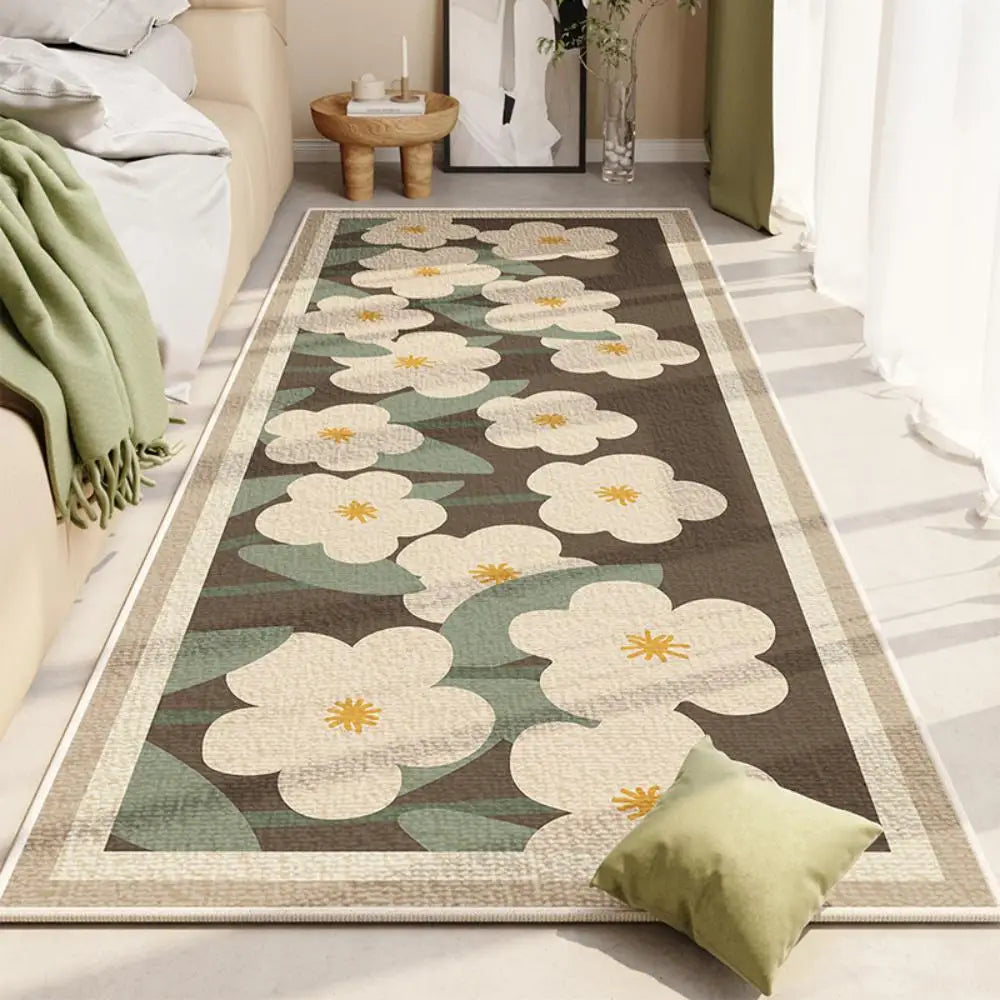 Moderner Polyester Blumenteppich im floralen Design, Grösse 60x180 cm