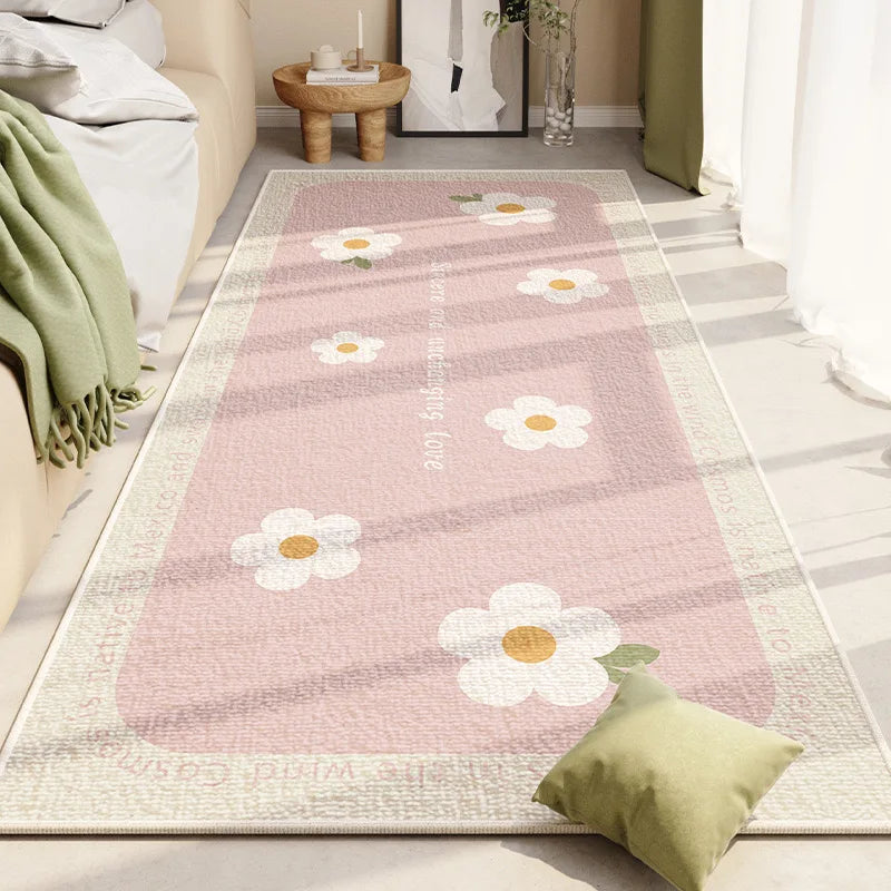 Moderner Polyester-Blumenteppich in floralem Design, Grösse 60x180cm