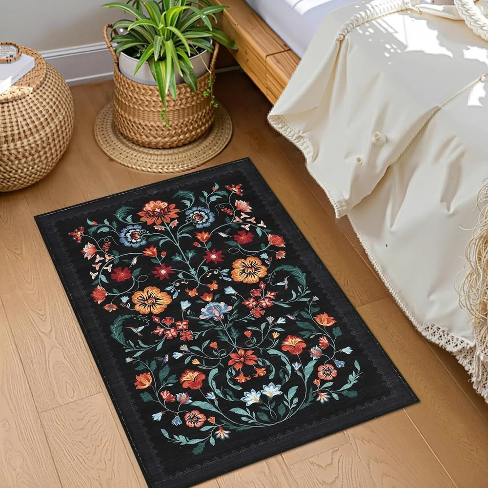 blumeneingangsmatte modernes kilim design mehrfarbig 40x60 cm polyester
