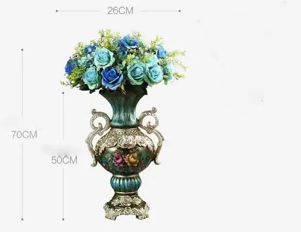 Hellgraue Boden-Vase aus Keramik und Emaille im europäischen Stil