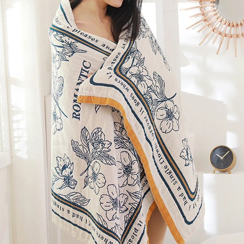 Boho-Blumen-Badetuch – Baumwolle, 80×160CM