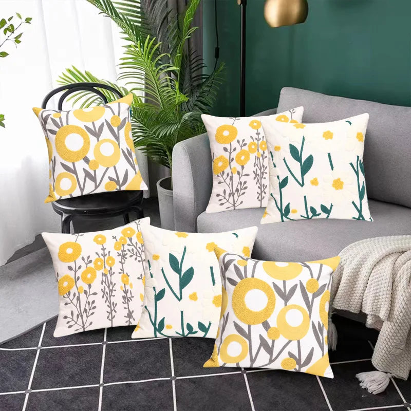 Boho Kissenbezug – Florale Baumwolle – 450mm x 450mm