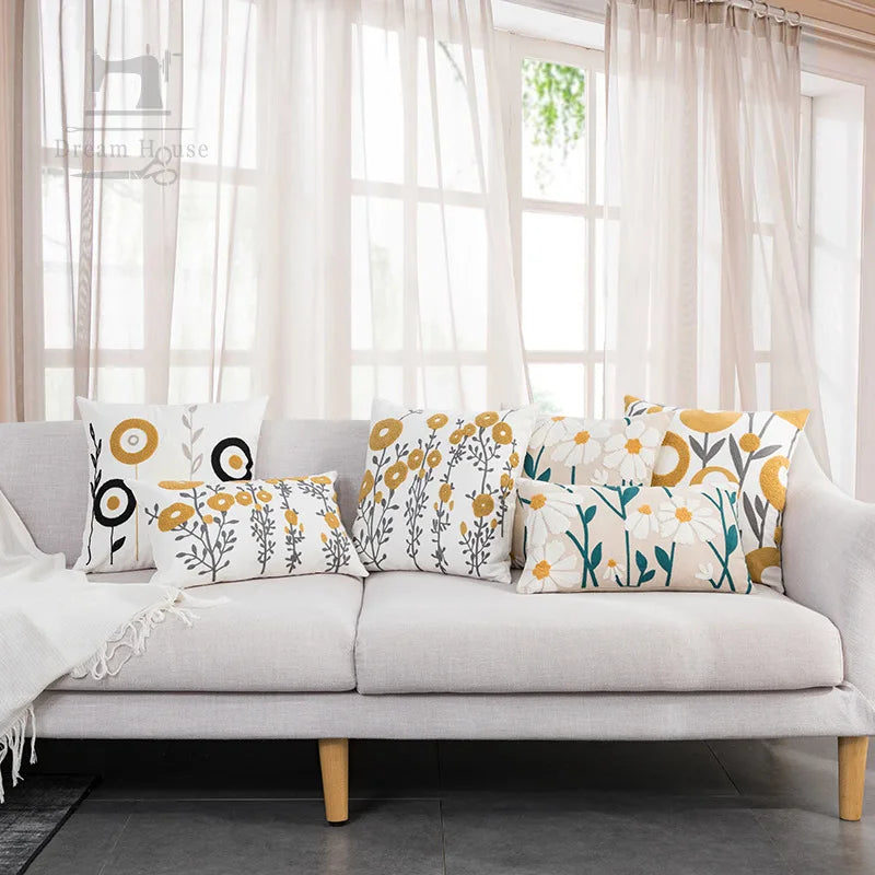 Boho Kissenbezug – Florale Baumwolle – 450mm x 450mm